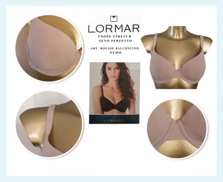 Reggiseno a balconcino Lormar Mousse imbottito con ferretto coppe stretch coppa C colore nudo