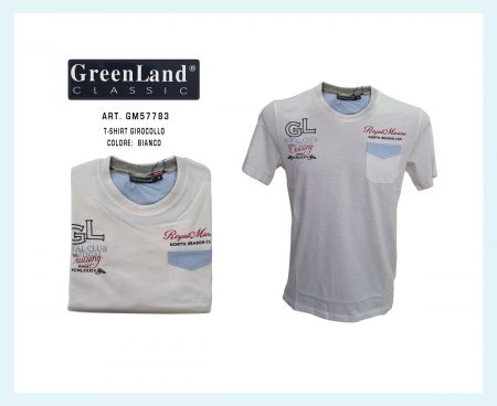 T-Shirt Uomo GreenLand art. GM57583 100 % cotone colore  bianco