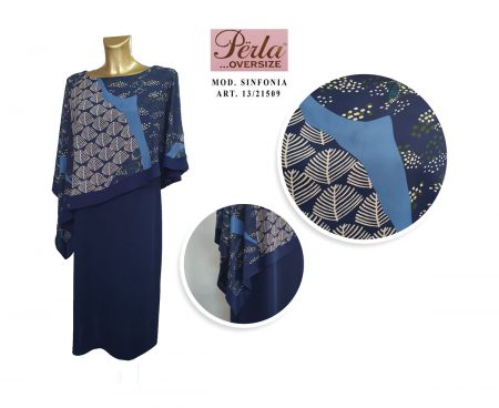 Perla Oversize Abito donna Sinfonia  art.13-21509   taglia Over blu cina