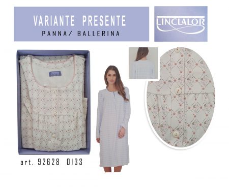 Camicia notte donna LINCLALOR cotone art. 92628 0133 panna