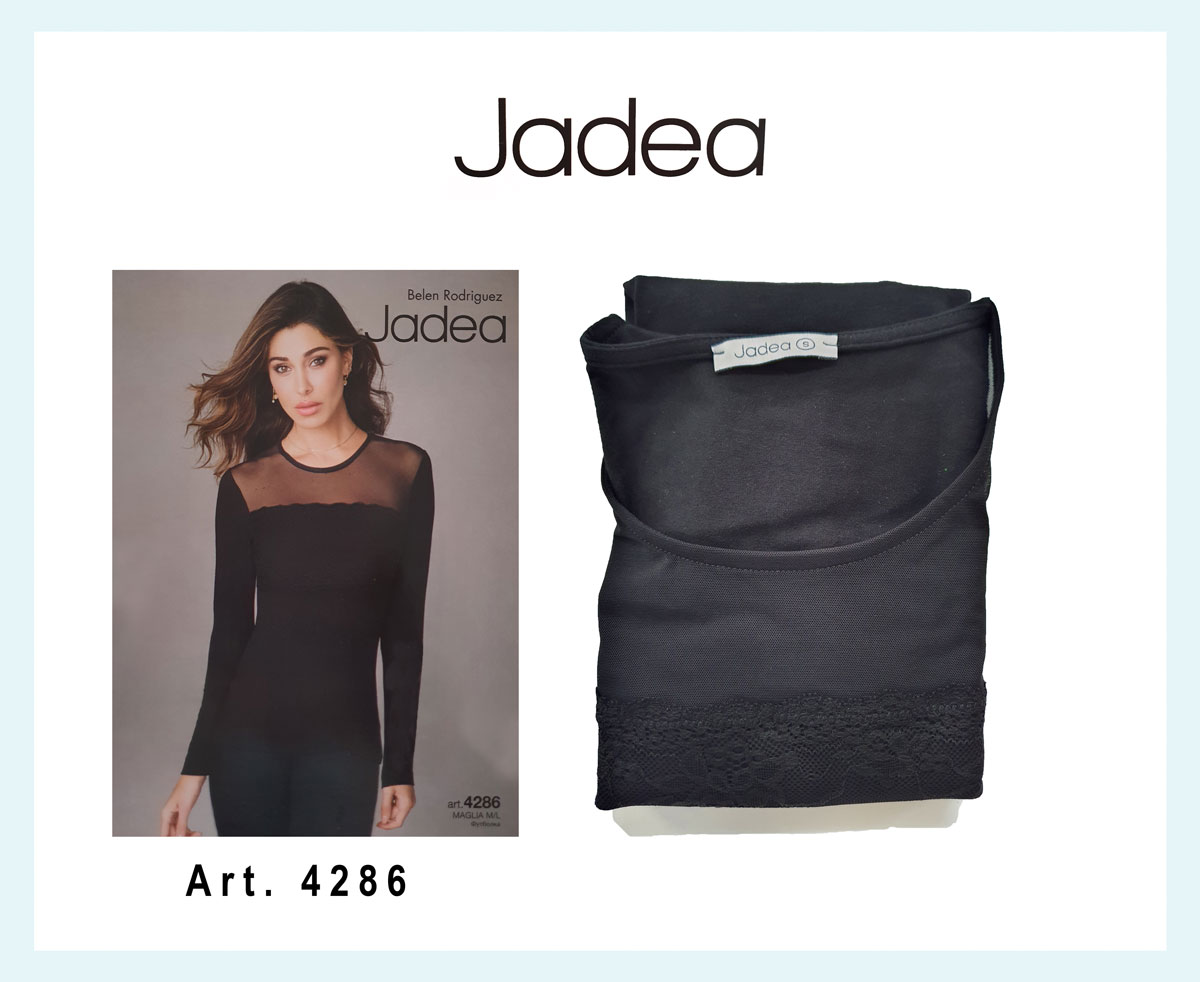 Maglia Donna 4286 Jadea manica lunga con tulle davanti con nero