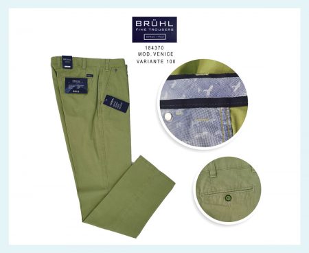 Brühl  Pantaloni  uomo cotone  mod Venice art 184370   var 100 verde <i><span style="color: red;">ESAURITO</span></i>