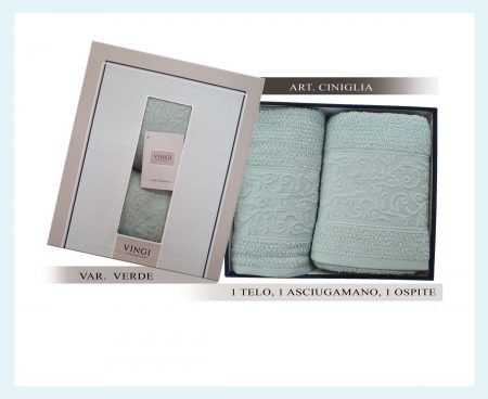 Set asciugamani Vingi 3 pezzi art Ciniglia color verde