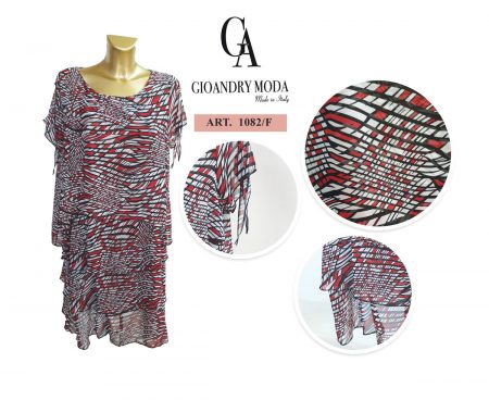 Abito  georgette con  balze  art 1082F Gioandry Moda