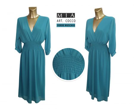 Abito lungo in georgette art Cocco Mia verde muschio Articolo <i><span style="color: red;">ESAURITO</span></i>