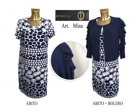 Completo donna 2 pezzi abito e bolero   art. Mina, Elena colore  blu