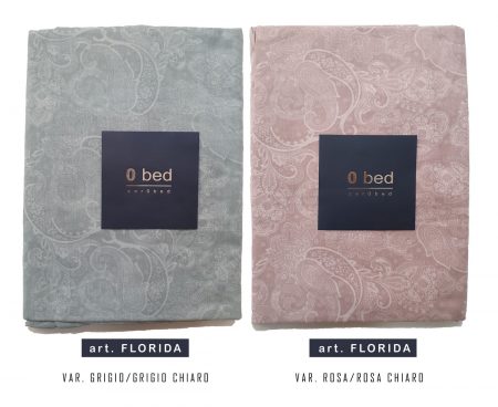 Completo lenzuola matrimoniale Florida Zero Bed variante  grigio e rosa
