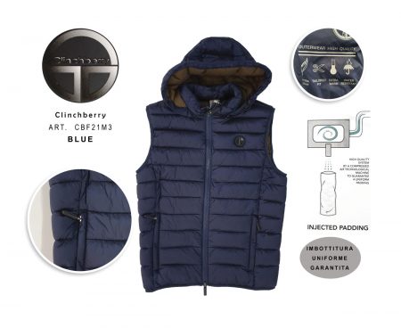 Gilet imbottito uomo cappuccio Clinchberry CBF21M3 di colore blue