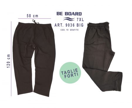 pantalone tuta uomo Be Board Art. 9036 Big colore 19 Grafite 7XL taglia maxi