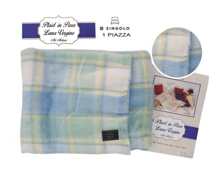 Plaid scozzese tartan singolo art Mohair var multicolor lana vergine azzurro