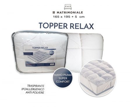 Coprimaterasso Topper Relax 2 piazze mano piuma super comfort