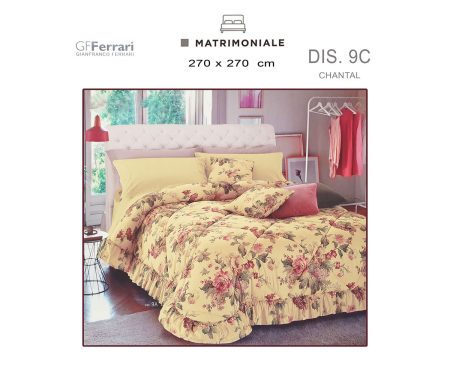 Trapunta fiori microfibra matrimoniale Chantal GF Ferrari dis 9C con volantino terminale
