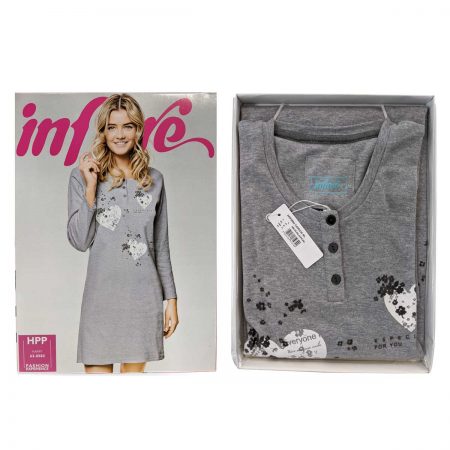 camicia da notte infiore da donna grigia