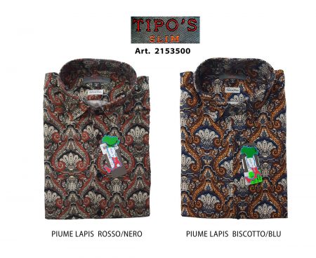 Camicia Uomo  fantasia piume Tipos Slim