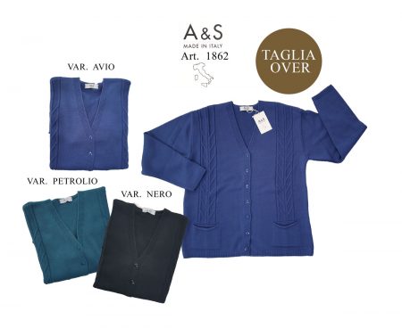 cardigan scollo v  donna   bottoni art 1862 over A & S Taglia Over