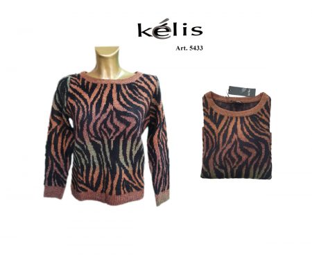 maglia girocollo mistolana animalier donna art 5433 Kelis