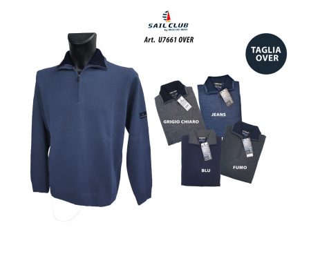 Polo uomo mezza zip Sail Club art U7661 OVER mistolana