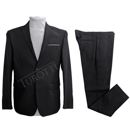 abito giovanile elegante da uomo con trama con puntini colore nero