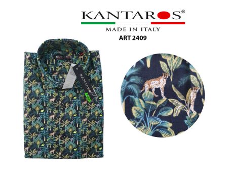 Camicia  fantasia slim Kantaros ragazzo  art 2409 verde