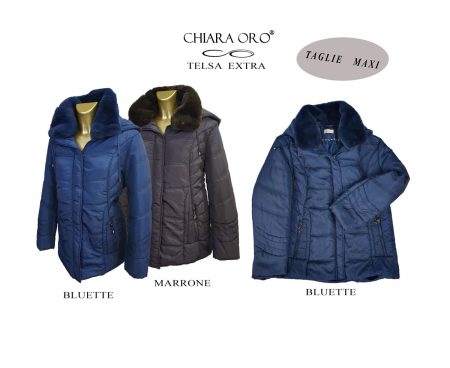 Giaccone trapuntato da donna con cappuccio  Chiara Oro art Telsa Extra taglie forti
