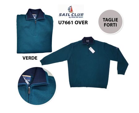 Maglia mezza zip camionista Sail Club uomo  art U7661 OVER  misto lana