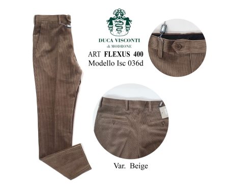 Pantaloni in velluto uomo  Duca Visconti di Modrone elasticizzato   art Flexus - 400  modello ISC036D