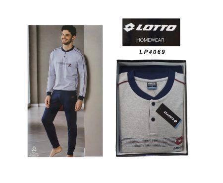 Lotto Pigiama serafino  uomo  interlock art. LP4069  grigio melange
