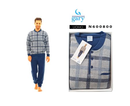 Pigiama serafino  punto Milano uomo Gary Uomo art. N600800 blu