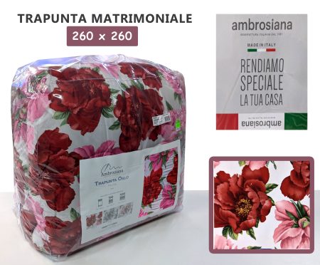 trapunta a fiori sul rosso rosa