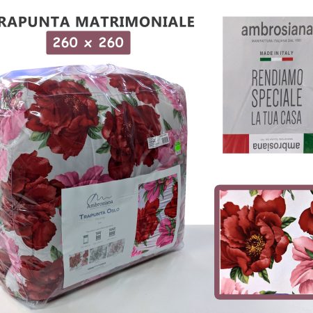 trapunta a fiori sul rosso rosa