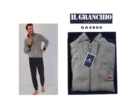 Tuta  Il Granchio  pile aperta  uomo zip  art. GA4800  grigio