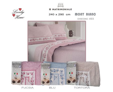 Completo lenzuola  flanella matrimoniale 2 piazze Mont Blanc  disegno 493 Lovely Home