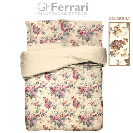 trapunta matrimoniale con fiori rosa con beige