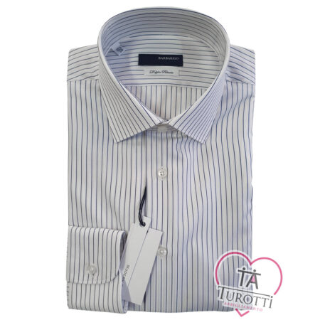 Camicia righe blu argento Barbarigo 2020 TB84 320 Fit Polso predisposto Gemelli - immagine 3