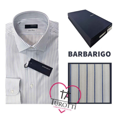 Camicia righe blu argento Barbarigo 2020 TB84 320 Fit Polso predisposto Gemelli - immagine 2