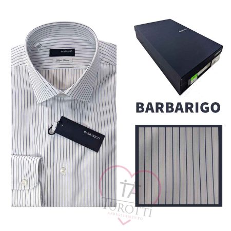 Camicia da uomo bianca a righe blu