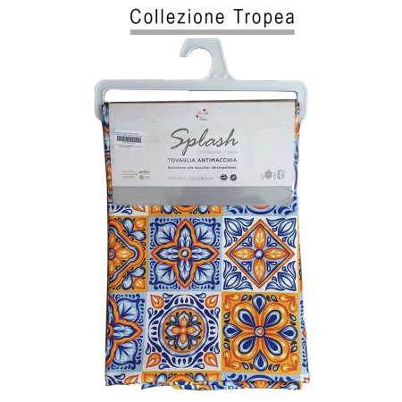 Tovaglia antimacchia  Splash 140x180 cm Collezione Tropea dis ceramica giallo blu Lovely Home - - -