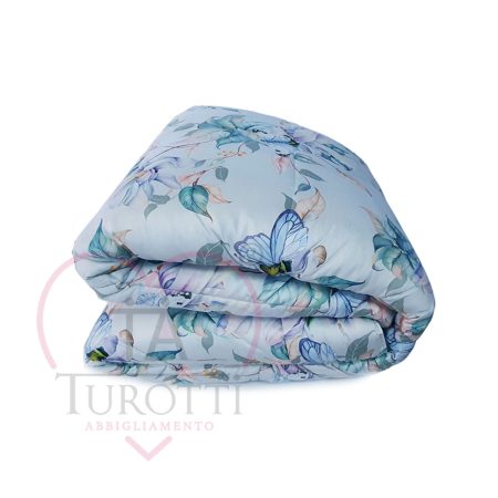 Trapunta matrimoniale Prestige dis 7 in raso di cotone con stampa in digitale azzurro chiaro con farfalle GF Ferrari - immagine 4