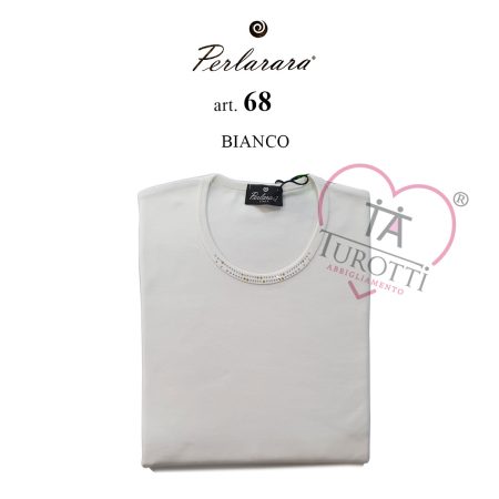 Perlarara Donna  Maglia girocollo   art  68 con strass tinta unita - immagine 5