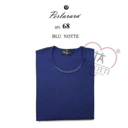 Perlarara Donna  Maglia girocollo   art  68 con strass tinta unita - immagine 2