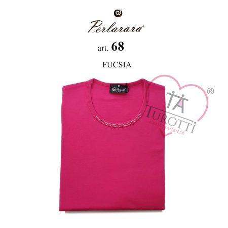 Perlarara Donna  Maglia girocollo   art  68 con strass tinta unita - immagine 3