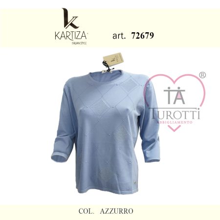 Kartiza maglia girocollo donna manica 3/4 art  72679 colori assortiti - immagine 2