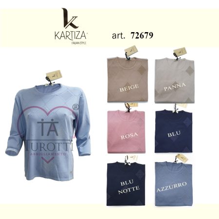 Kartiza maglia girocollo donna manica 3/4 art  72679 colori assortiti