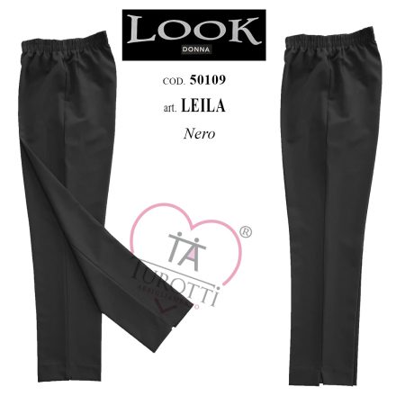 pantalone donna  tessuto elasticizzati  Look art Leila tortora cod 50109 - immagine 3