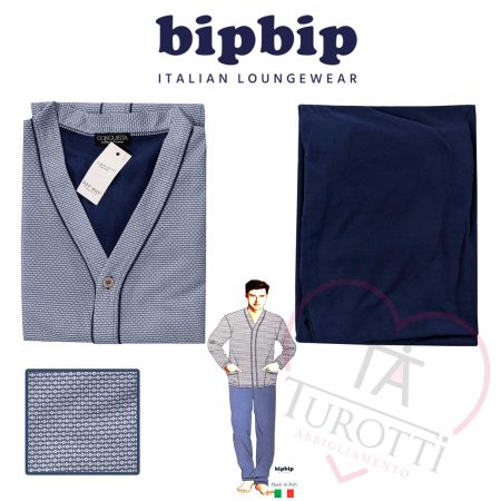 pigiama taglie forti da uomo con giacca cardigan aperto con bottoni