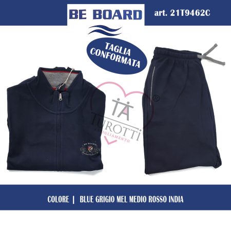 Be Board tuta uomo ginnastica Art. 21T9462C colore blue grigio melange medio rosso india - immagine 2