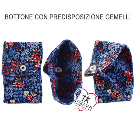 Camicia floreale Uomo manica lunga Barbarigo art 2127 10 mod CL64 Blu convertibile gemelli - immagine 2