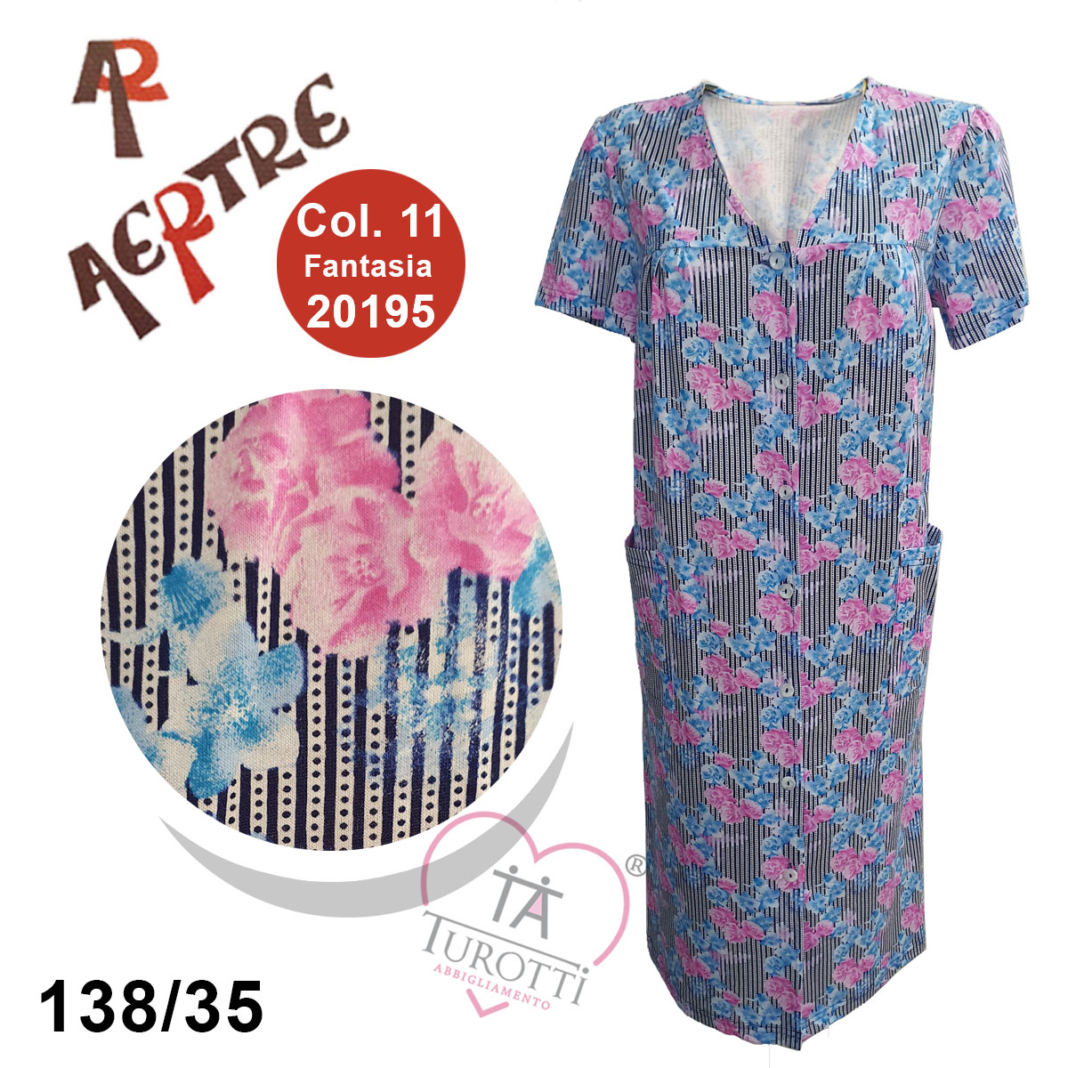 Vestaglietta donna casa aperta cotone Aertre Turotti Abbigliamento