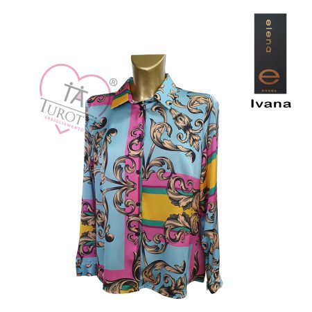 Camicia donna manica lunga art Ivana Elena  multicolor fondo azzurro Articolo <i><span style="color: red;">ESAURITO</span></i> - immagine 2