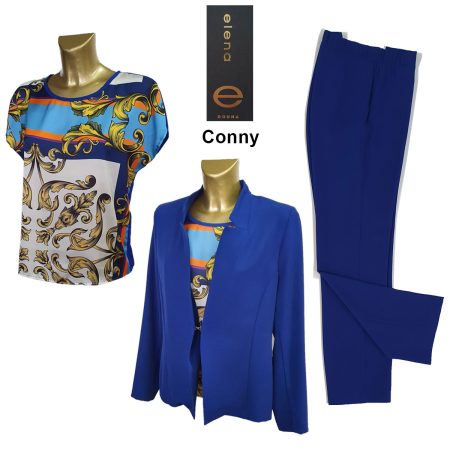 Completo maglia giacca  pantalone donna  art Conny Elena blu cina